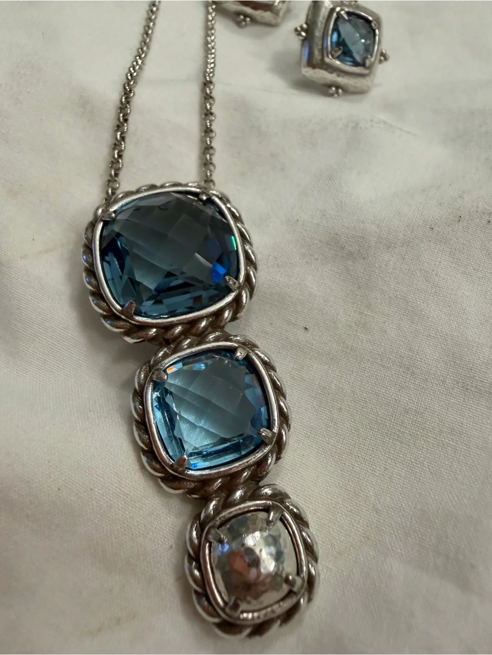 Brighton Aquamarine Blue Crystal Pendant Necklace and Earrings Set